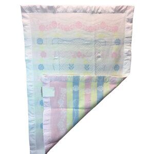 Vintage Toddletime Baby Blanket NWT Nylon Satin Binding Trim Crib Receiving